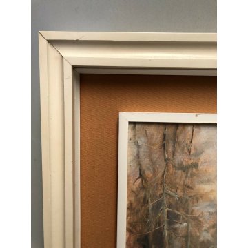 ANTICO QUADRO OLIO Vittorio Rosa VEDUTA INVERNALE MOTTARONE BOSCHI ABETI NEVE 54