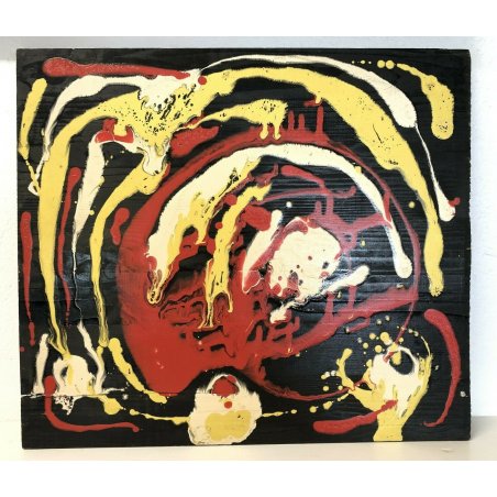 ANTICO QUADRO ASTRATTO ACRILICO SU TAVOLA PROCACCINI CLAUDIO MILANO DIPINTO OLD