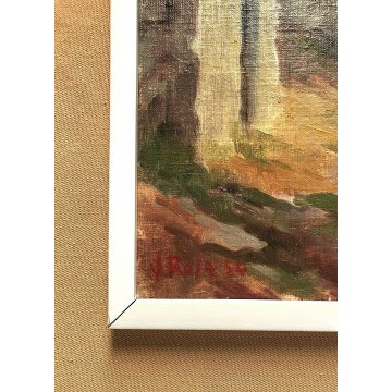 ANTICO QUADRO OLIO Vittorio Rosa VEDUTA SCORCIO BAITE MOTTARONE ALPEGGIO GALLINE