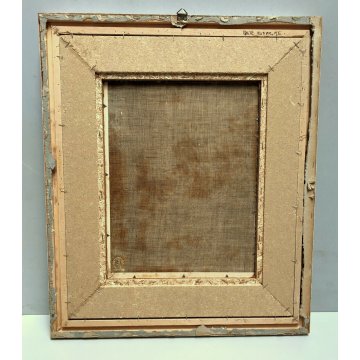 ANTICO QUADRO OLIO Vittorio Rosa VEDUTA SCORCIO BAITE MOTTARONE ALPEGGIO GALLINE
