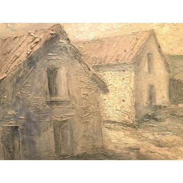 ANTICO QUADRO DIPINTO MATERICO Vittorio Rosa PAESAGGIO MOTTARONE SCORCIO BAITE  