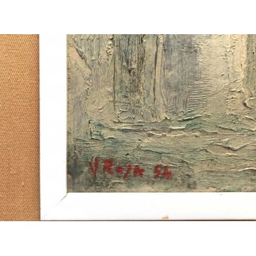 ANTICO QUADRO DIPINTO MATERICO Vittorio Rosa PAESAGGIO MOTTARONE SCORCIO BAITE  