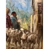 ANTICO QUADRO OLIO Mario Fattori VITA TOSCANA SCENA di GENERE OVILE PECORE '900