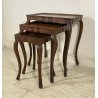 SET 3 TAVOLINI SALOTTO ANTICHI LEGNO NOCE PRIMI 1900 STILE FIORENTINO TRIS TABLE