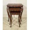 SET 3 TAVOLINI SALOTTO ANTICHI LEGNO NOCE PRIMI 1900 STILE FIORENTINO TRIS TABLE