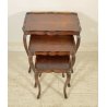 SET 3 TAVOLINI SALOTTO ANTICHI LEGNO NOCE PRIMI 1900 STILE FIORENTINO TRIS TABLE