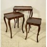 SET 3 TAVOLINI SALOTTO ANTICHI LEGNO NOCE PRIMI 1900 STILE FIORENTINO TRIS TABLE