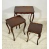 SET 3 TAVOLINI SALOTTO ANTICHI LEGNO NOCE PRIMI 1900 STILE FIORENTINO TRIS TABLE
