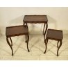 SET 3 TAVOLINI SALOTTO ANTICHI LEGNO NOCE PRIMI 1900 STILE FIORENTINO TRIS TABLE