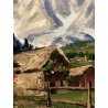 QUADRO DIPINTO OLIO Pino Pessina da Castanedo Macugnaga Monte Rosa PAESAGGIO 900