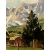 QUADRO DIPINTO OLIO Pino Pessina da Castanedo Macugnaga Monte Rosa PAESAGGIO 900
