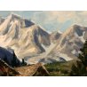 QUADRO DIPINTO OLIO Pino Pessina da Castanedo Macugnaga Monte Rosa PAESAGGIO 900
