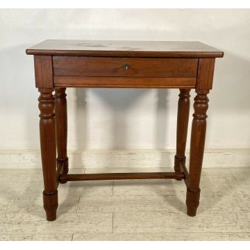 ANTICA SCRIVANIA PRIMI 1900 4 GAMBE BANCO SCRITTOIO CASSETTO LEGNO NOCE 