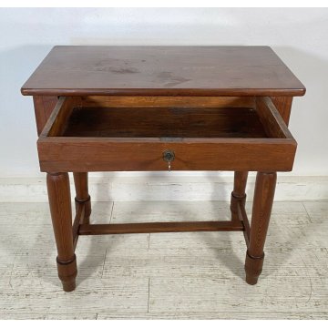 ANTICA SCRIVANIA PRIMI 1900 4 GAMBE BANCO SCRITTOIO CASSETTO LEGNO NOCE 