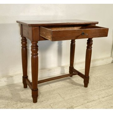 ANTICA SCRIVANIA PRIMI 1900 4 GAMBE BANCO SCRITTOIO CASSETTO LEGNO NOCE 