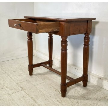 ANTICA SCRIVANIA PRIMI 1900 4 GAMBE BANCO SCRITTOIO CASSETTO LEGNO NOCE 