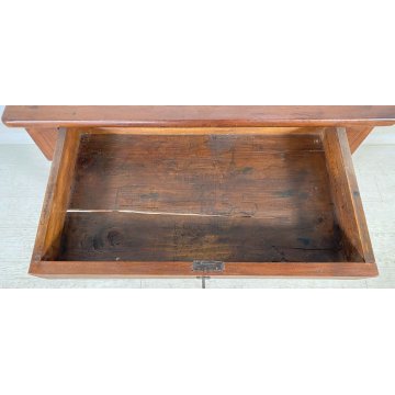 ANTICA SCRIVANIA PRIMI 1900 4 GAMBE BANCO SCRITTOIO CASSETTO LEGNO NOCE 