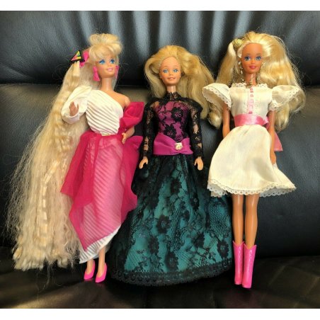 3 lotto BARBIE fashion ULTRA HAIR Mattel vintage anni 80 90 bambole abiti MODA