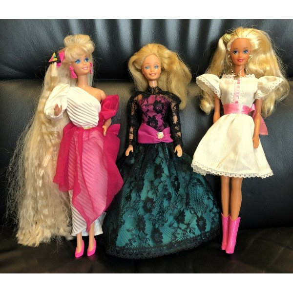 3 lotto BARBIE fashion ULTRA HAIR Mattel vintage anni 80 90 bambole abiti  MODA