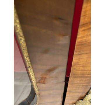 ANTICA VETRINA LEGNO OTTONE INTARSIATA IMPIALLACCIATA VETRI BOMBATI 2 RIPIANI 