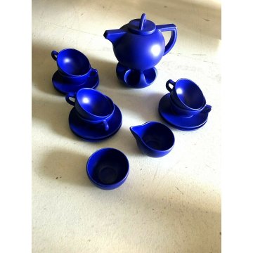 SERVIZIO TEA CERAMICA ASA 6pers TEAPOT BLU COBALTO Memphis Design STYLE  80/90