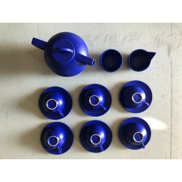 SERVIZIO TEA CERAMICA ASA 6pers TEAPOT BLU COBALTO Memphis Design STYLE  80/90