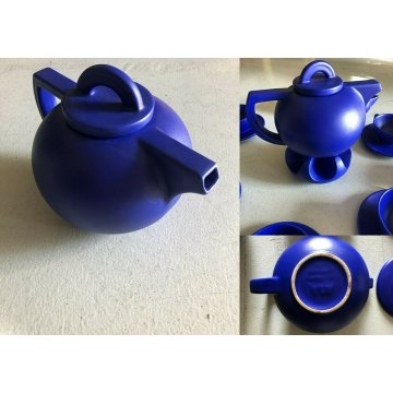 SERVIZIO TEA CERAMICA ASA 6pers TEAPOT BLU COBALTO Memphis Design STYLE  80/90