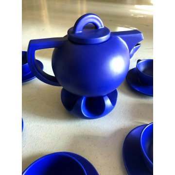 SERVIZIO TEA CERAMICA ASA 6pers TEAPOT BLU COBALTO Memphis Design STYLE  80/90