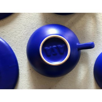 SERVIZIO TEA CERAMICA ASA 6pers TEAPOT BLU COBALTO Memphis Design STYLE  80/90