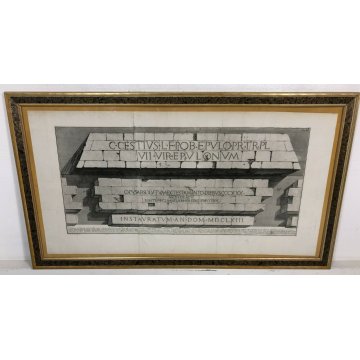 ANTICA STAMPA 800 PIRANESI G BATTISTA ROMA EPOCA ACQUAFORTE MAUSOLEO CAJO CESTIO