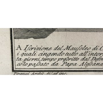 ANTICA STAMPA 800 PIRANESI G BATTISTA ROMA EPOCA ACQUAFORTE MAUSOLEO CAJO CESTIO