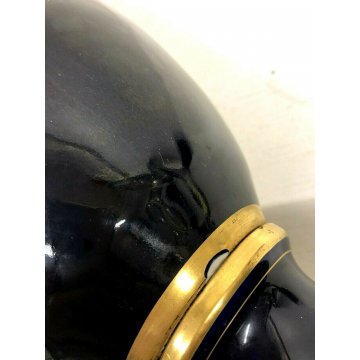 VASO BIANSATO PORCELLANA BLU COBALTO ORO Vienna DECORO SCENA ROMANTICA LIBERTY