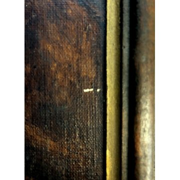 ANTICO PICCOLO QUADRO DIPINTO OLIO TELA MONOCROMATICO RITRATTO SANTO PREGHIERA 