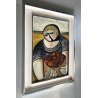 QUADRO DIPINTO RITRATTO ASTRATTO OLIO Vittorio Maria Di Carlo "Il Pescatore" '70