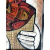 QUADRO DIPINTO RITRATTO ASTRATTO OLIO Vittorio Maria Di Carlo "Il Pescatore" '70