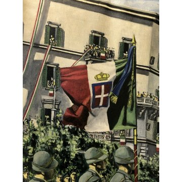 ANTICO QUADRO OLIO TELA La Tridentina BRIGATA ALPINA ESERCITO SOLDATI MILITARI  