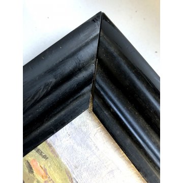 ANTICO PICCOLO QUADRO OLIO CARTONE COMPOSIZIONE PAESAGGIO POST IMPRESSIONISTA 