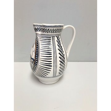 BROCCA VERSATOIO VINTAGE VASO CERAMICA FAENZA PAVONE DIPINTO ISTITUTO D'ARTE 900