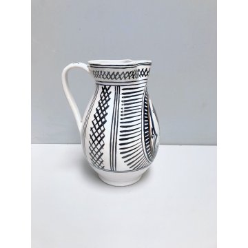 BROCCA VERSATOIO VINTAGE VASO CERAMICA FAENZA PAVONE DIPINTO ISTITUTO D'ARTE 900