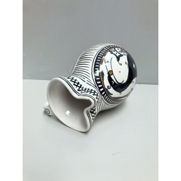 BROCCA VERSATOIO VINTAGE VASO CERAMICA FAENZA PAVONE DIPINTO ISTITUTO D'ARTE 900