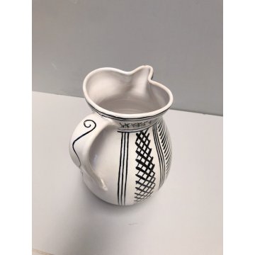 BROCCA VERSATOIO VINTAGE VASO CERAMICA FAENZA PAVONE DIPINTO ISTITUTO D'ARTE 900