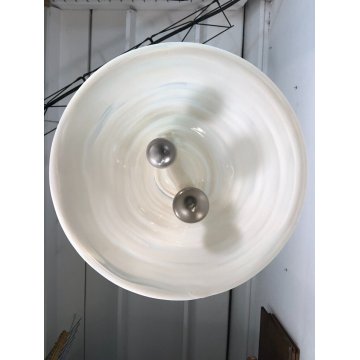 LAMPADARIO SOSPENSIONE PENDANT LAMP Cristallux Germany RESINA BIANCA 2 luci '70 