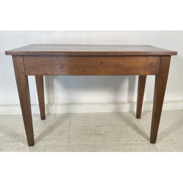 ANTICO TAVOLO SCRIVANIA 1800 4 GAMBE BANCO SCRITTOIO 2 CASSETTI LEGNO NOCE EPOCA