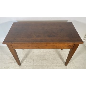 ANTICO TAVOLO SCRIVANIA 1800 4 GAMBE BANCO SCRITTOIO 2 CASSETTI LEGNO NOCE EPOCA