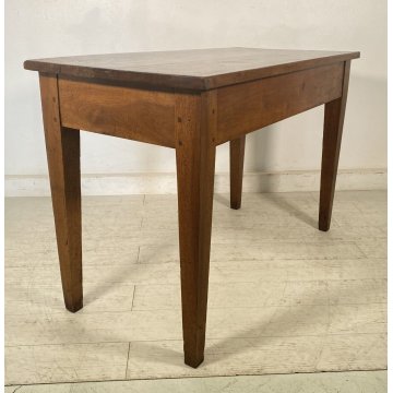 ANTICO TAVOLO SCRIVANIA 1800 4 GAMBE BANCO SCRITTOIO 2 CASSETTI LEGNO NOCE EPOCA