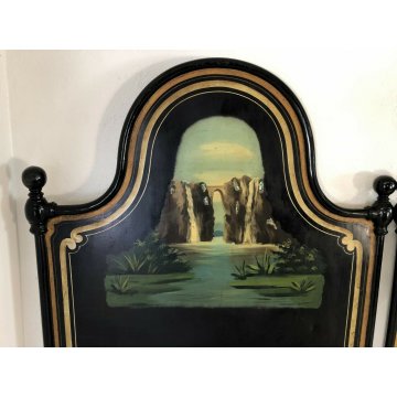 ANTICO LETTO FERRO 1800 2 SINGOLI MATRIMONIALE DIPINTO PAESAGGIOOLD WOOD BED