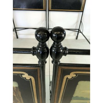 ANTICO LETTO FERRO 1800 2 SINGOLI MATRIMONIALE DIPINTO PAESAGGIOOLD WOOD BED