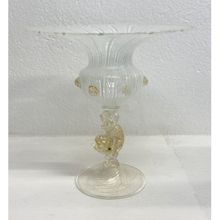 ALZATA CENTROTAVOLA DESIGN VETRO MURANO ARTIGIANALE COPPA VINTAGE EPOCA 1950
