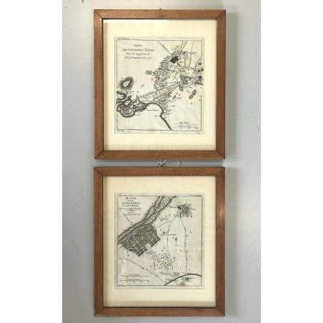 COPPIA ANTICA STAMPA MAPPA DINTORNI ATENE Viaggio Anacarfi Sig. Barbie du Bocage