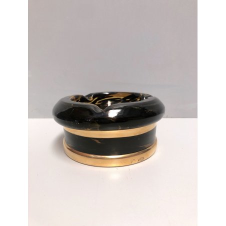 ANTICO SVUOTATASCHE VETRO MURANO AMBRATO MACULATO ORO ZECCHINO PORTACENERE '60